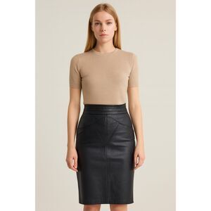 Omanti New York vintage 100% lamb leather pencil skirt 10